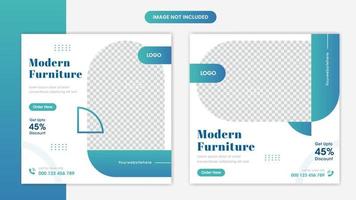 Modern furniture social media post design template with gradient shapes vector