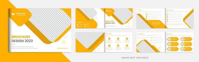 Landscape Corporate brochure design template with yellow shapes for business, company, office vector