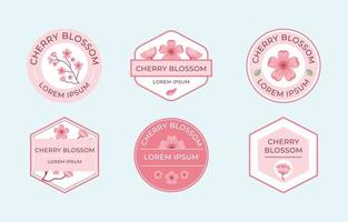 Spring Cherry Blossom Labels Set vector