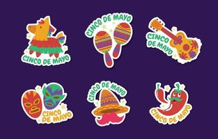 Cinco De Mayo Sticker Set Design vector