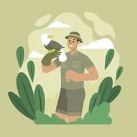 A Man With The Bald Eagle vector