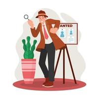 detective de personajes en un trabajo vector