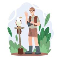 Character Bird Watcher With An Eagle vector