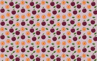 Fresh plum whole and half seamless pattern. Vector illustration