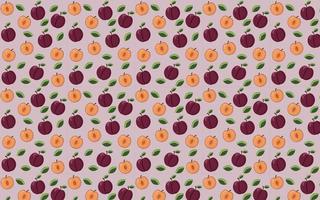 Fresh plum whole and half seamless pattern. Vector illustration