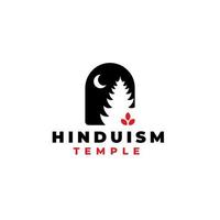 silueta de templo hinduista con logotipo de marco de ventana curvo