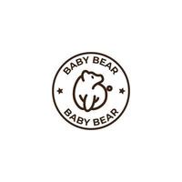 monoline baby bear stamp logo concept. Vector illustration