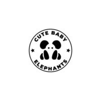 cute baby elephant stamp logo concept. Vector illustration