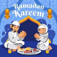 Family Iftar of Ramadan Kareem vector