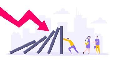 Domino effect or business resilience metaphor vector illustration.