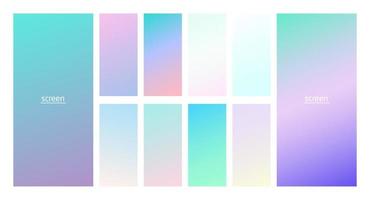 Pastel gradient smooth and vibrant soft color background set. vector