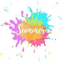 Summer hand drawn color blots splash inspiration with white text on the blobs background template. vector