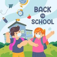 Flat Design Back to School in New Normal vector