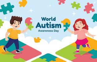 coloridas piezas de rompecabezas para el día mundial de concientización sobre el autismo vector