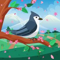 Tufted Titmouse in Spring vector