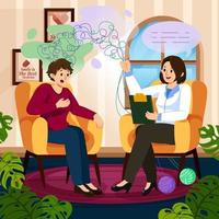 Psychologist Giving Advice to a Woman at Therapy Concept vector