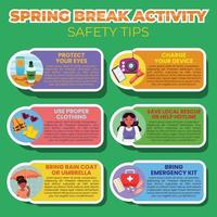 consejos de seguridad para las vacaciones de primavera vector