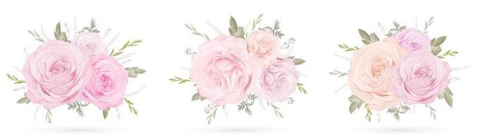 Collection of pink rose bouquet vector