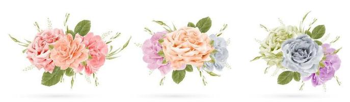 Watercolor rose bouquet isolated on white background vector