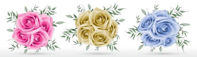 Rose bouquet watercolor on white background vector