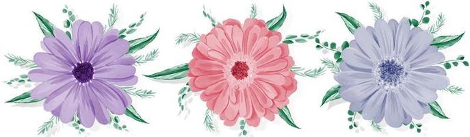 Set of gerbera daisy flower on white background vector