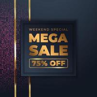 mega flash sales banners with black gold for sales vector