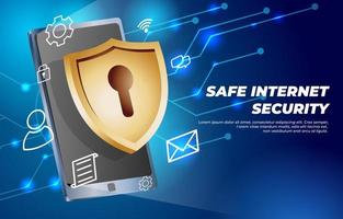 Smartphone Safe Internet Security Concept vector