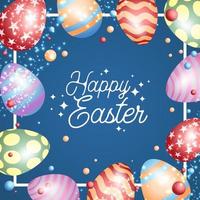 Happy Easter Background with 3D Eggs vector