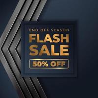 mega flash sales banners with black gold for sales vector