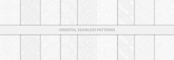 Collection of elegant seamless white pattern vector background.