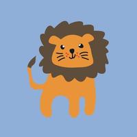 hand drawn cute lion cartoon art suitable concept for kids vector illustration