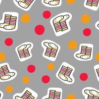 Seamless pattern Striped sock doodle hand drawn sketch vector icon.