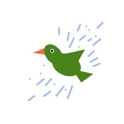 Green bird, sprung vector design.