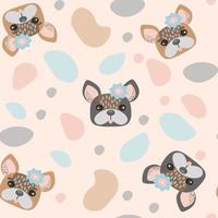 Kawaii bulldog seamless pattern pastel colors. vector