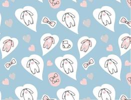 Seamless pattern Elements of hand drawn baby clothes. Cartoon sketch style doodle for icon, banner. vector