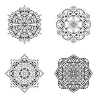 conjunto de elemento de vector mandala blanco y negro paquete