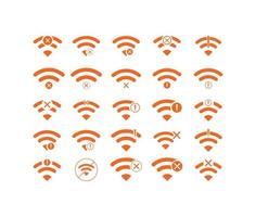 Set of No wireless connections icon sign vector orange color