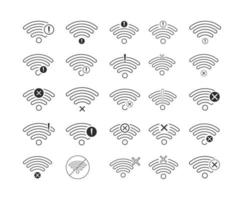 Set of No wireless connections icon sign vector black color