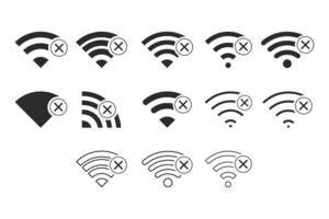 conjunto de conexiones inalámbricas sin wifi icono signo vector color negro