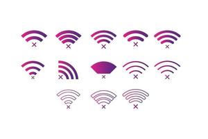 Set of no Wireless network sign symbol icon gradient color vector