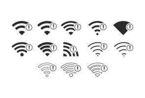 conjunto de conexiones inalámbricas sin wifi icono signo vector color negro