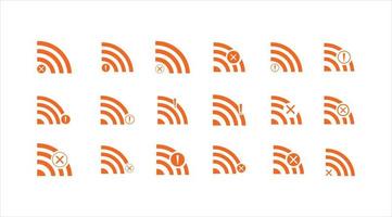 Set of No wireless connections icon sign vector orange color