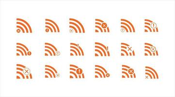 Set of No wireless connections icon sign vector orange color