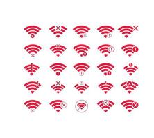 Set of no Wifi wireless icon vector red color