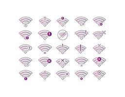 Set of no Wireless network sign symbol icon gradient color vector