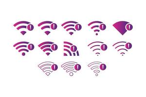 Set of no Wireless network sign symbol icon gradient color vector