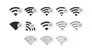 Set of No wireless connections no wifi icon sign vector black color