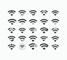 Set of No wireless connections icon sign vector black color