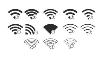 conjunto de conexiones inalámbricas sin wifi icono signo vector color negro