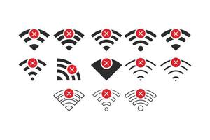 Set of No wireless connections no wifi icon sign vector black color